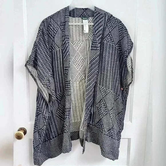 ROOTS Canada knit print poncho open front cardigan sweater LIKE NEW One Size - Picture 1 of 3